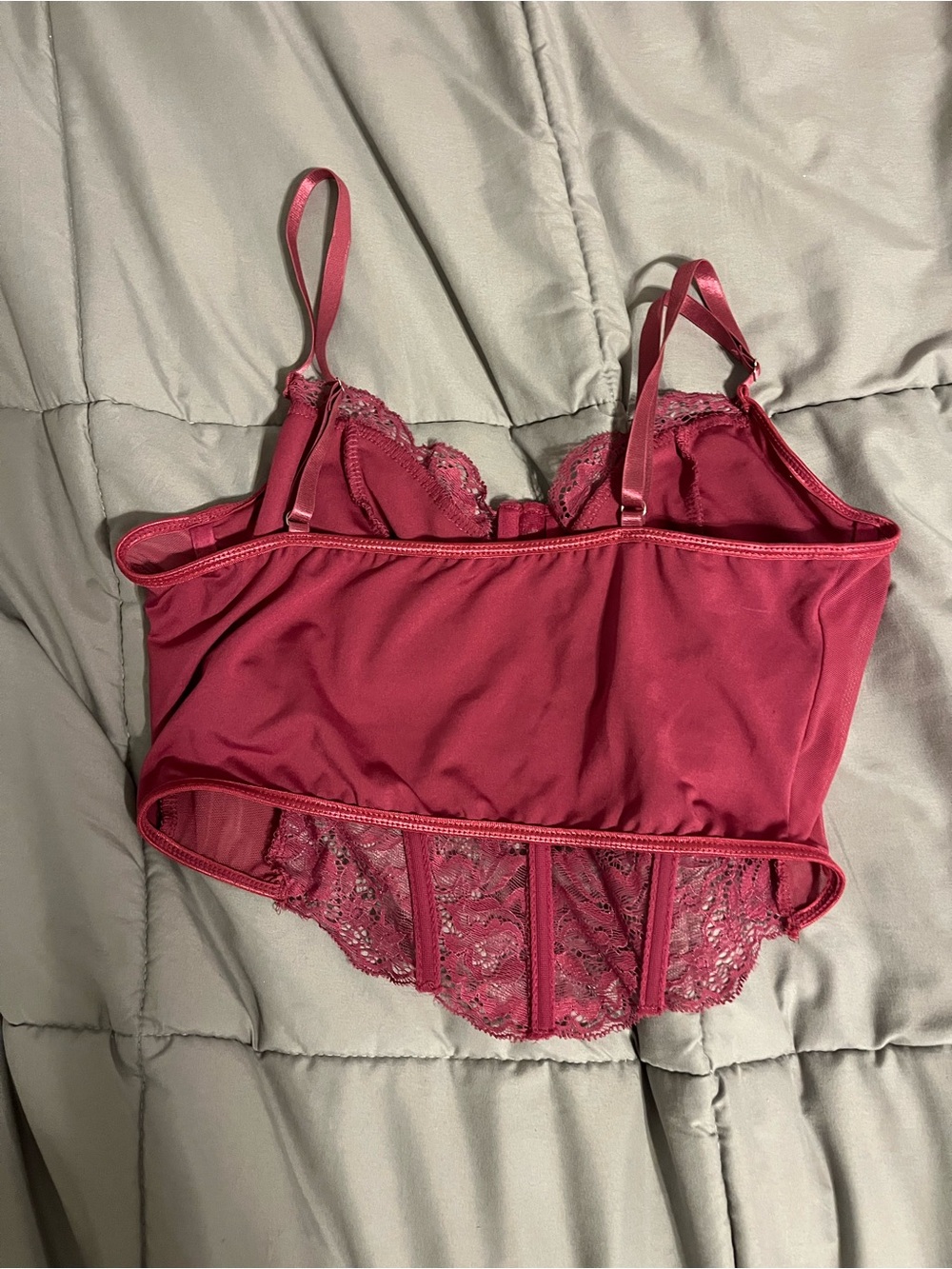 Women’s Lace-Trim corset Crop Top in Deep Berry